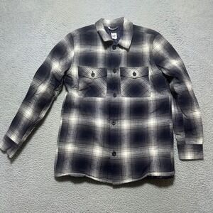 GAP Men Navy Plaid Quilted Lined Flannel Shirt Jacket Size XS Shacket jacket‎